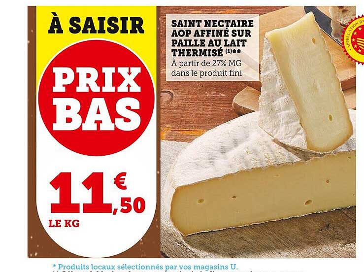 saint nectaire aop affiné sur paille au lait thermisé