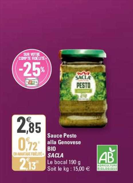 sauce pesto alla genovese bio sacla
