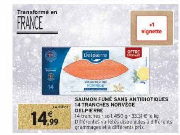 saumon fumé sans antibiotiques 14 tranches norvège delpierre