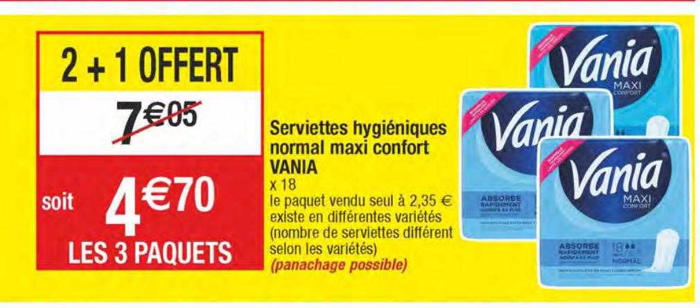 serviettes hygiéniques normal maxi confort vania