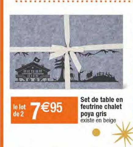 Set De Table En Feutrine Chalet Poya Gris