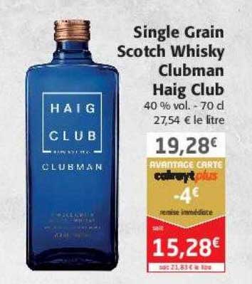 single grain scotch whisky clubman haig club
