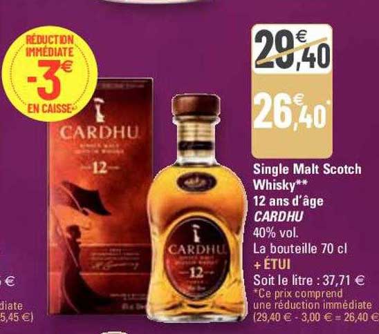 single malt scotch whisky 12 ans d'âge cardhu