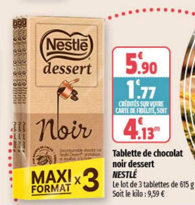 Tablette De Chocolat Noir Dessert Nestlé
