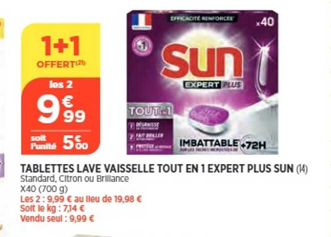 tablettes lave vaisselle tout en 1 expert plus sun