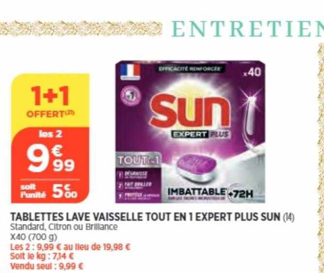 tablettes lave vaisselle tout en 1 expert plus sun