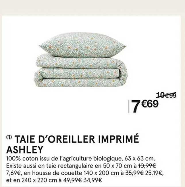 taie d'oreiller imprimé ashley