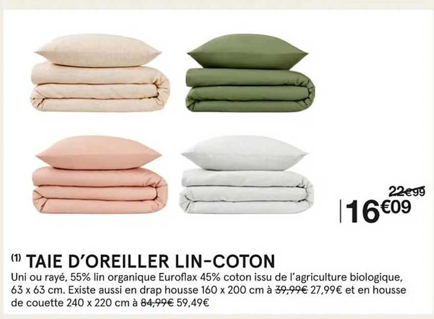 taie d'oreiller lin-coton