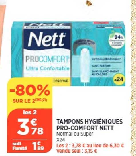 tampons hygiéniques pro-comfort nett