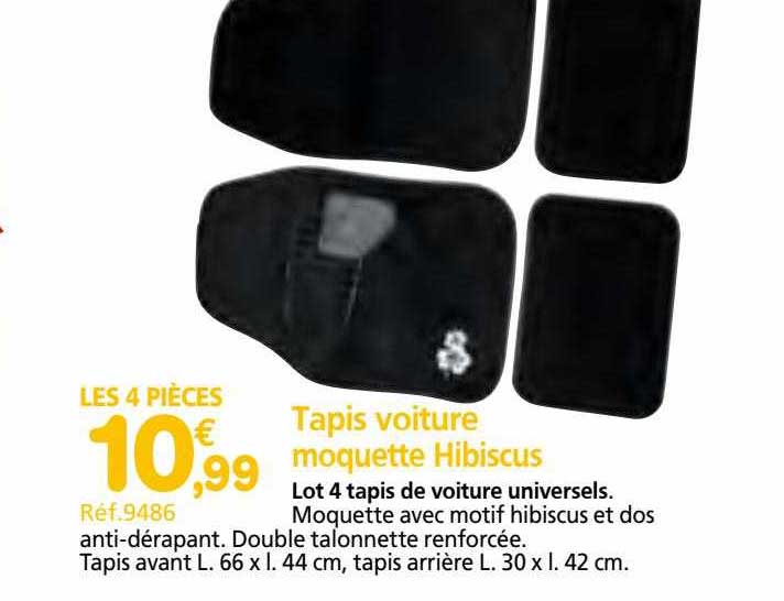 tapis voiture moquette hibiscus
