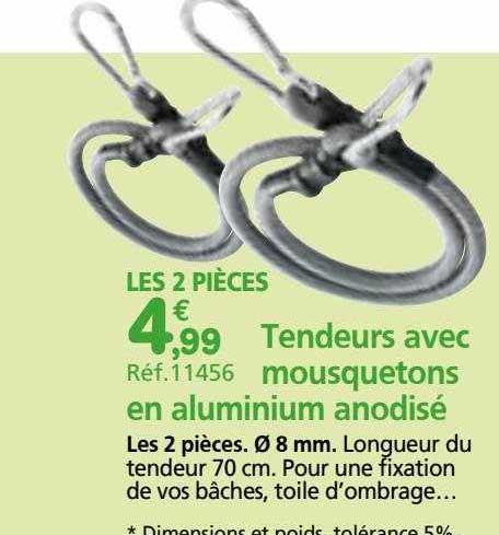 tendeurs avec mousquetons en aluminium anodisé