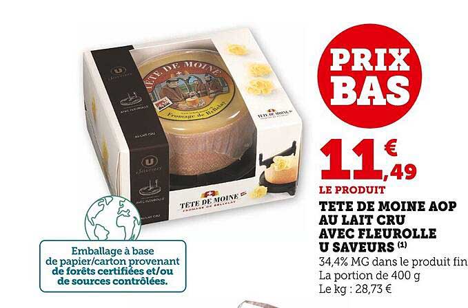 tête de moine aop au lait cru avec fleurolle u saveurs
