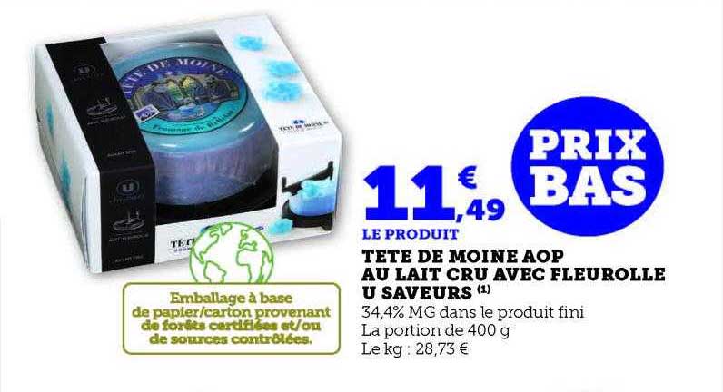 tête de moine aop au lait cru avec fleurolle u saveurs