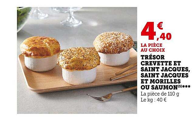 trésor crevette et saint jacques, saint jacques et morilles ou saumon