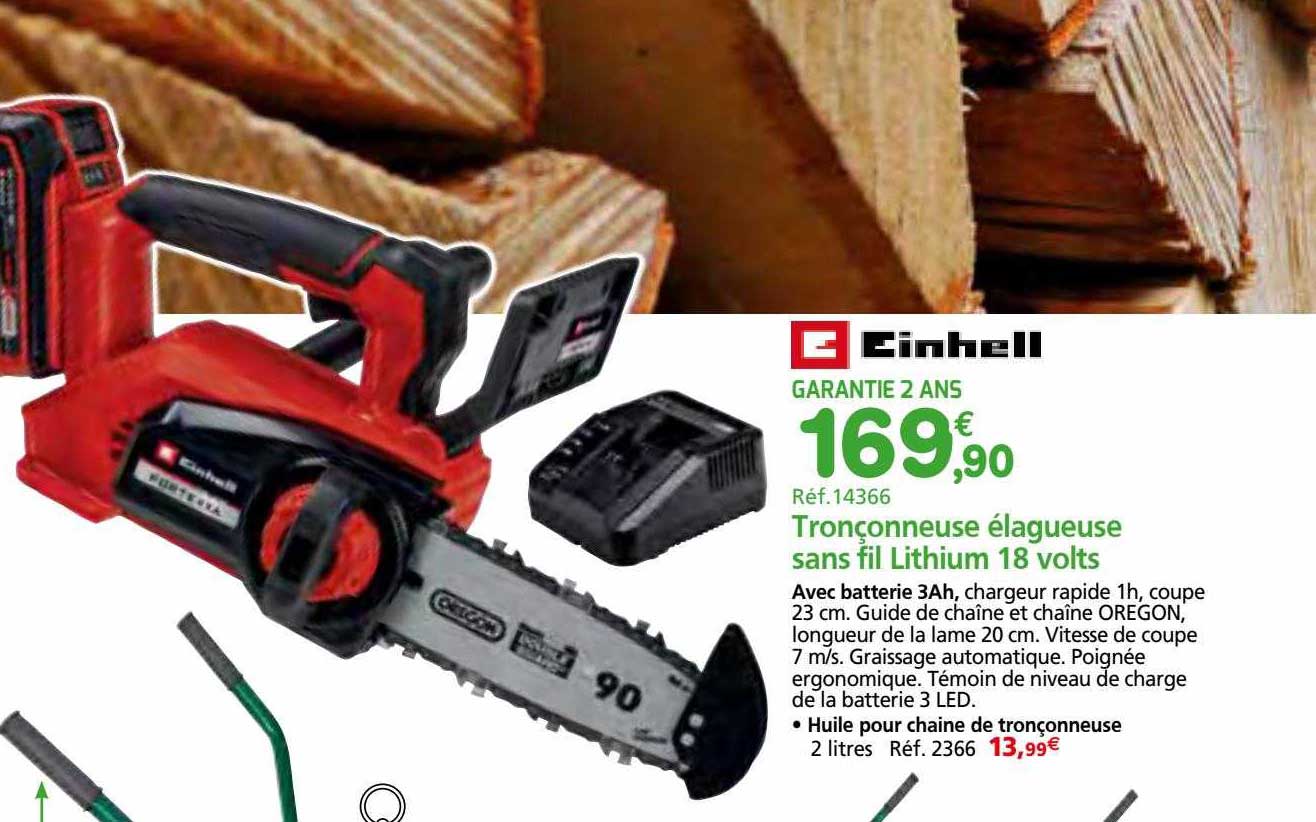 tronçonneuse élagueuse sans fil lithium 18 volts einhell
