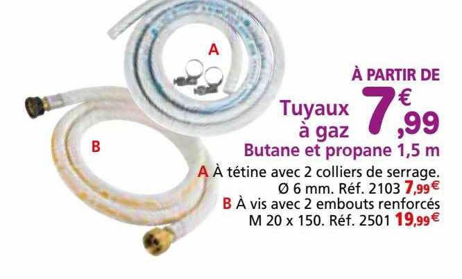 tuyaux à gaz butane et propane 1,5 m