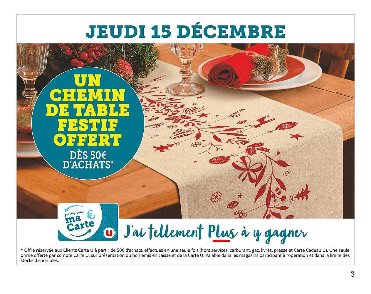 un chemin de table festif offert