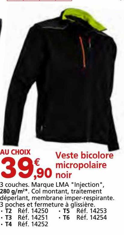 veste bicolore micropolaire noir