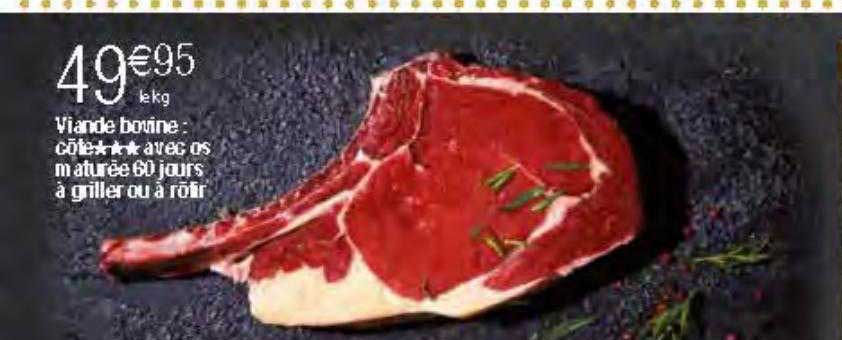 viande bovine : côte***avec os maturée 60 jours à griller ou à rôtir