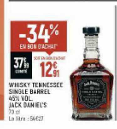 whisky tennessee single barrel 45% vol. jack daniel's