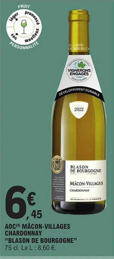 aoc mâcon-villages chardonnay "blason de bourgogne"