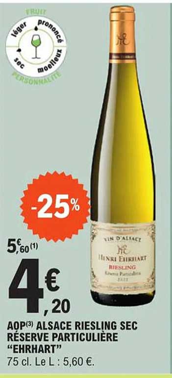 aop alsace riesling sec réserve particulière "ehrhart"