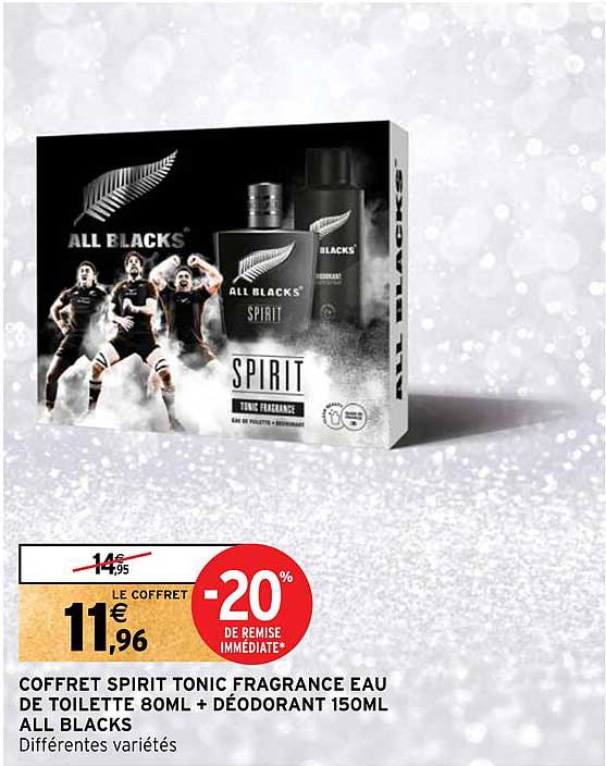 coffret spirit tonic fragrance eau de toilette 80 ml + déodorant 150 ml all blacks