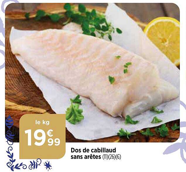 dos de cabillaud sans arêtes
