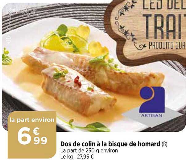 dos de colin à la bisque de homard