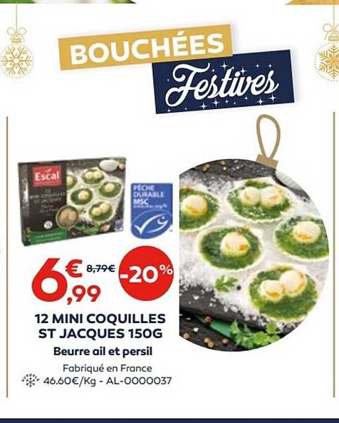 12 mini coquilles st jacques 120 g