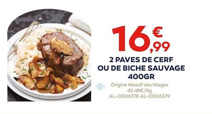 2 pavés de cerf ou de biche sauvage