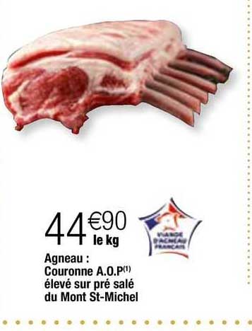 agneau : couronne a.o.p. élevé sur pré salé du mont st-michel