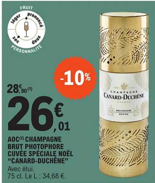 aoc champagne brut photophore cuvée spéciale noël "canard-duchêne"