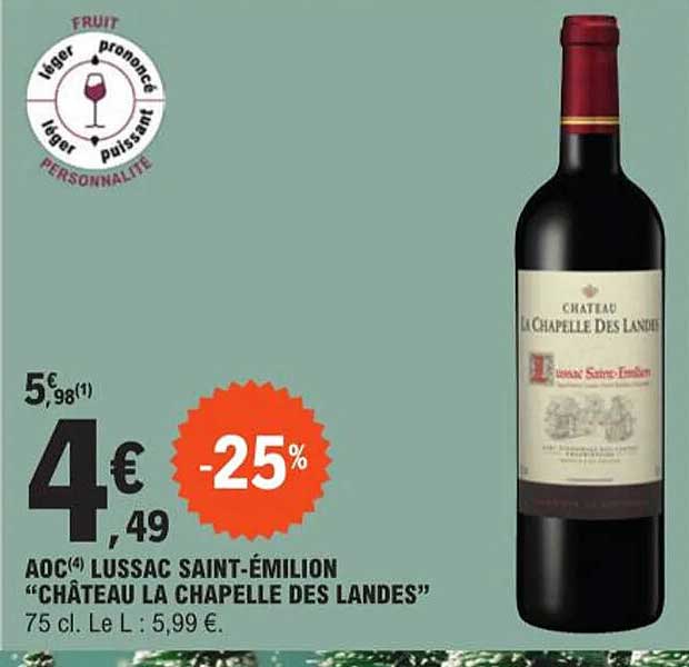 aoc lussac saint-émilion "château la chapelle des landes"