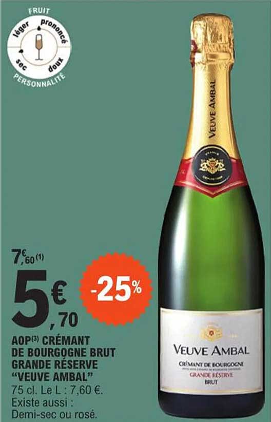 aop crémant de bourgogne brut grande réserve "veuve ambal"