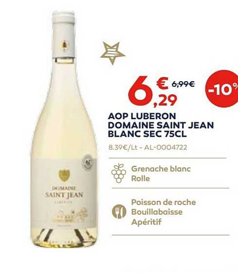Aop Luberon Domaine Saint Jean Blanc Sec 75 Cl