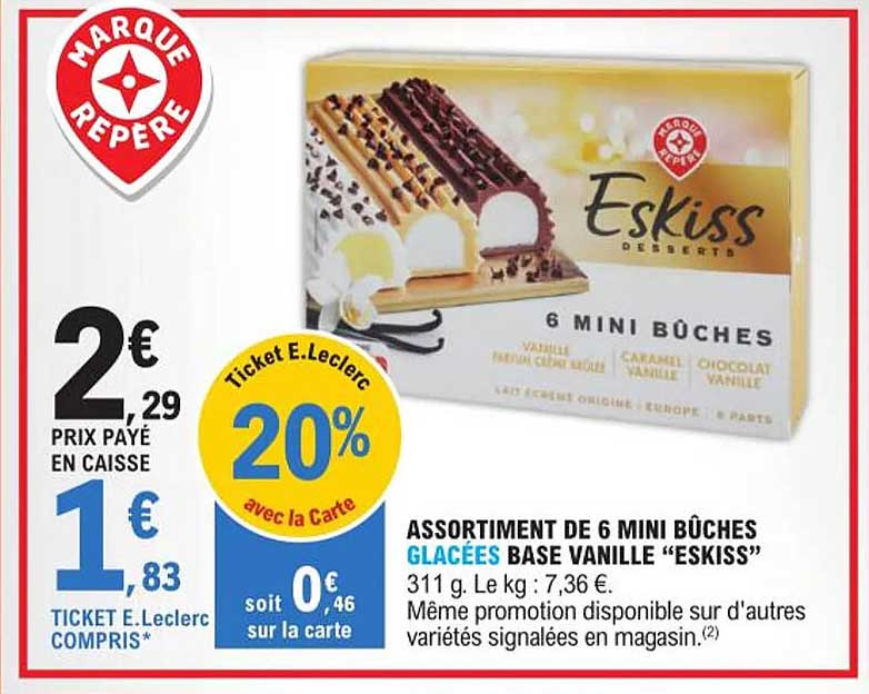 Assortiment De 6 Mini Bûches Glacées Base Vanille "eskiss"