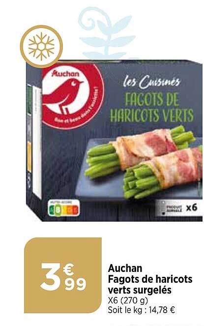 auchan fagots de haricots verts surgelés