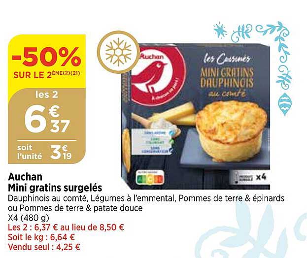 Auchan Mini Gratins Surgelés