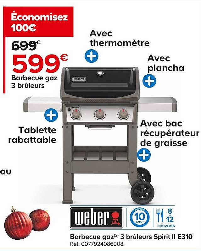 barbecue gaz 3 brûleurs spirit II e310 weber