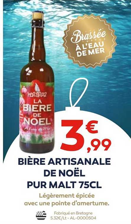 Bière Artisanale De Noël Pur Malt 75 Cl
