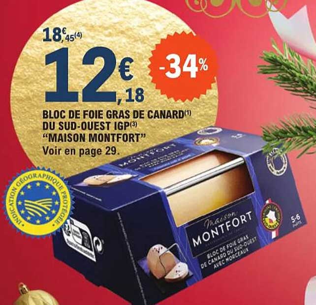 bloc de foie gras de canard du sud-ouest igp "maison montfort"