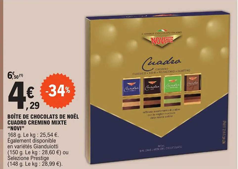 boîte de chocolats de nël cuadro cremino mixte "nivi"