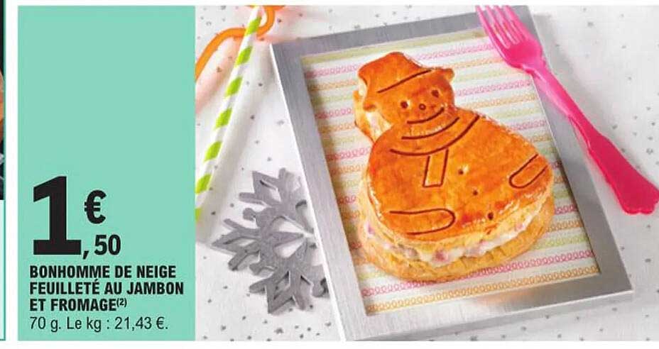 bonhomme de neige feuilleté au jambon et fromage