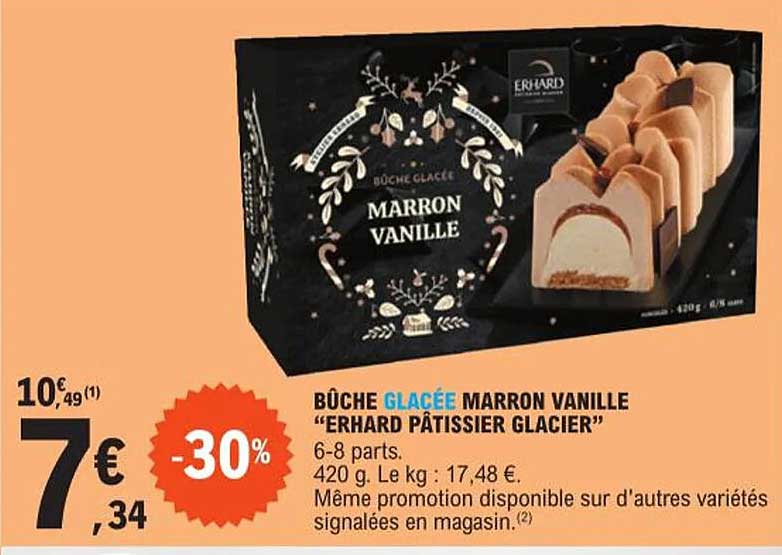 Bûche Glacée Marron Vanille "erhard Pâtissier Glacier"