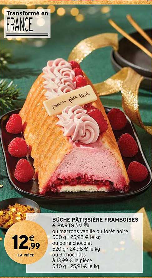 bûche pâtissière framboises 6 parts