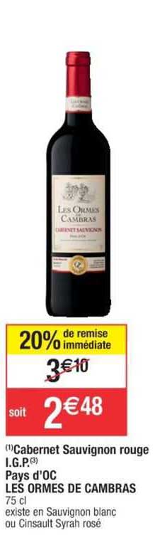 cabernet sauvignon rouge i.g.p. pays d'oc les ormes de cambras