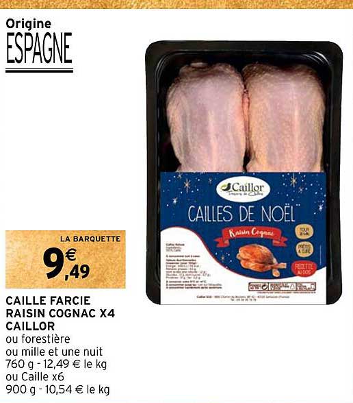 caille farcie raisin cognac x 4 caillor