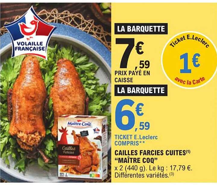 cailles farcies cuites "maître coq"