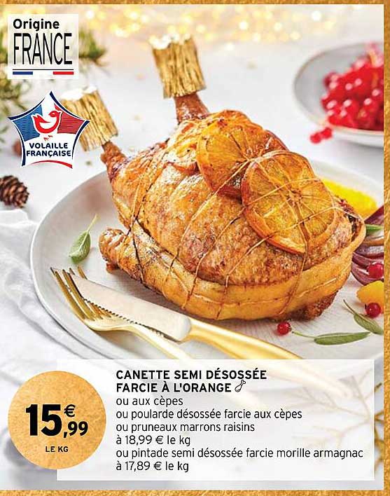 canette semi désossée farcie à l'orange